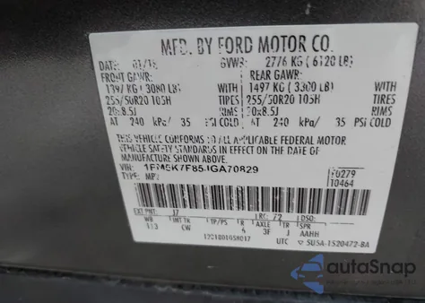 2018 Ford Explorer Limited z USA, uszkodzony, nr VIN 1FM5K7F85JGA70829